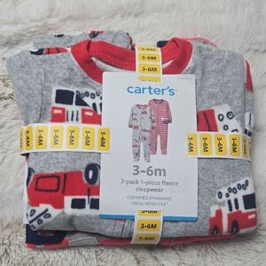 CARTER'S 2-PACK FIRE TRUCK FLEECE SLEEPWEAR FOOTIE - NEW!
